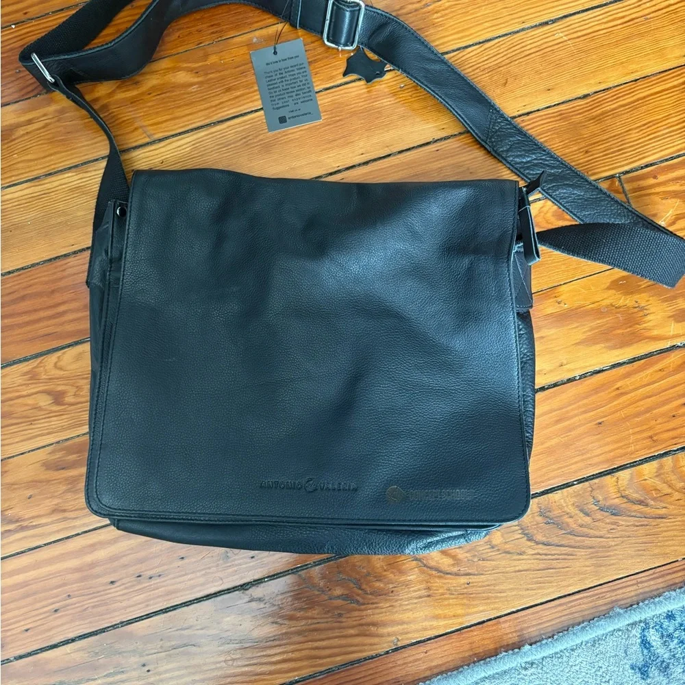 Black Leather Messenger Bag